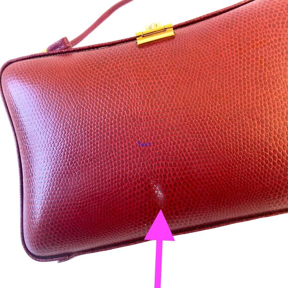 ELAN Vintage Red Snakeskin Print Hard Shell Crossbody Handbag or Clutch - Picture 8 of 15